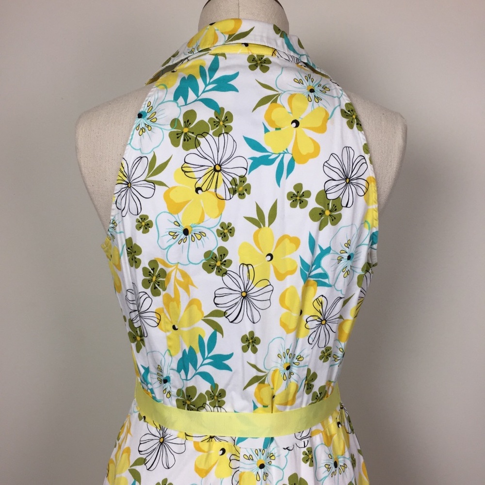 Yellow White Floral Fit & Flare Summer Dress Sleeveless Size 6 - Picture 4 of 10
